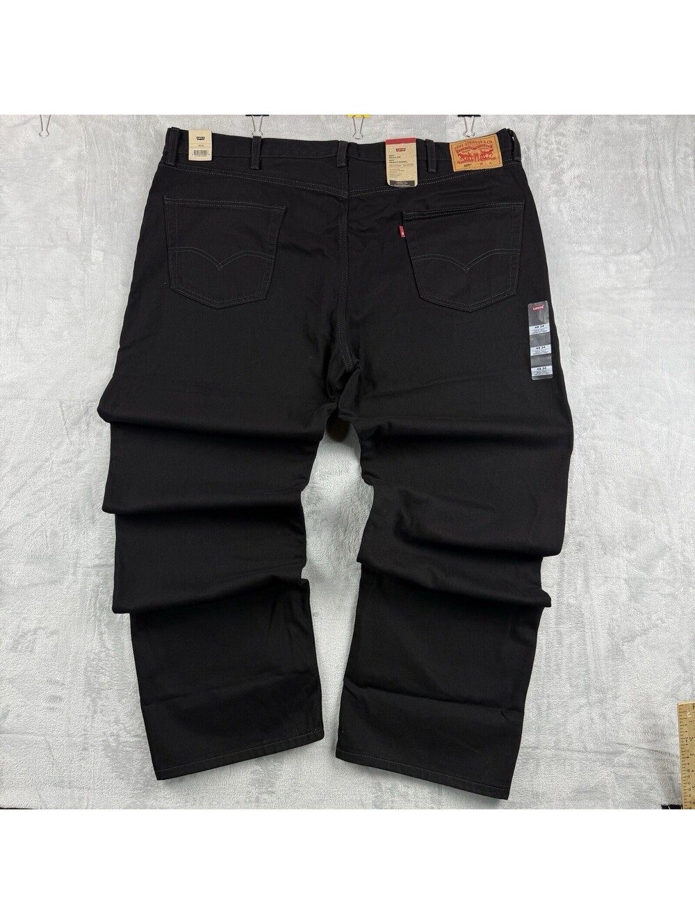 Levi’s 505 Mens 48x34 Big Tall Regular Fit Black Jeans Straight Leg Classic NWT